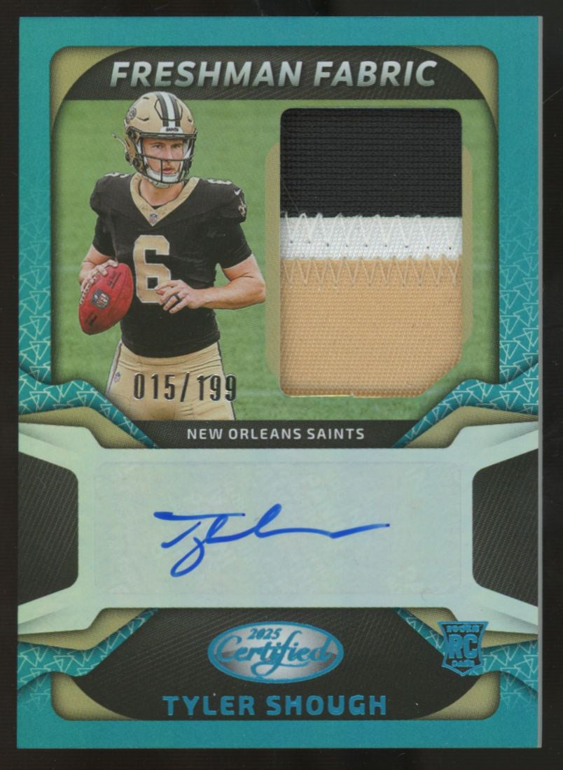 2025 Certified Tyler Shough RC Freshman Fabric Patch Auto RPA Mirror Teal /199