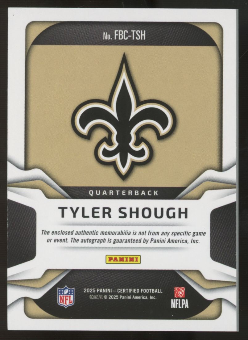 2025 Certified Tyler Shough RC Freshman Fabric Patch Auto RPA Mirror Teal /199