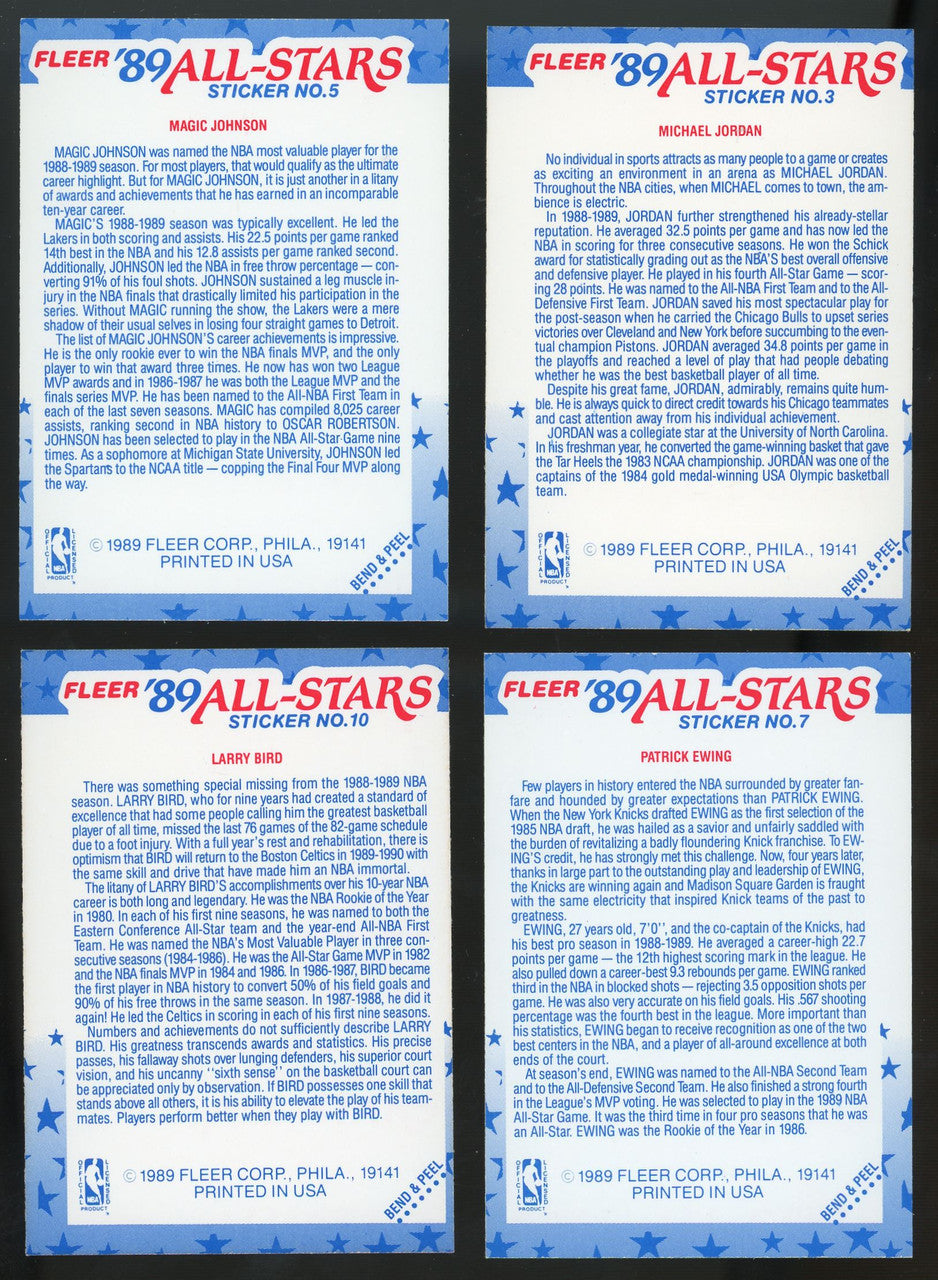 1989-90 Fleer Basketball Complete Set (168) w/ Stickers (11) NM-MT Jordan