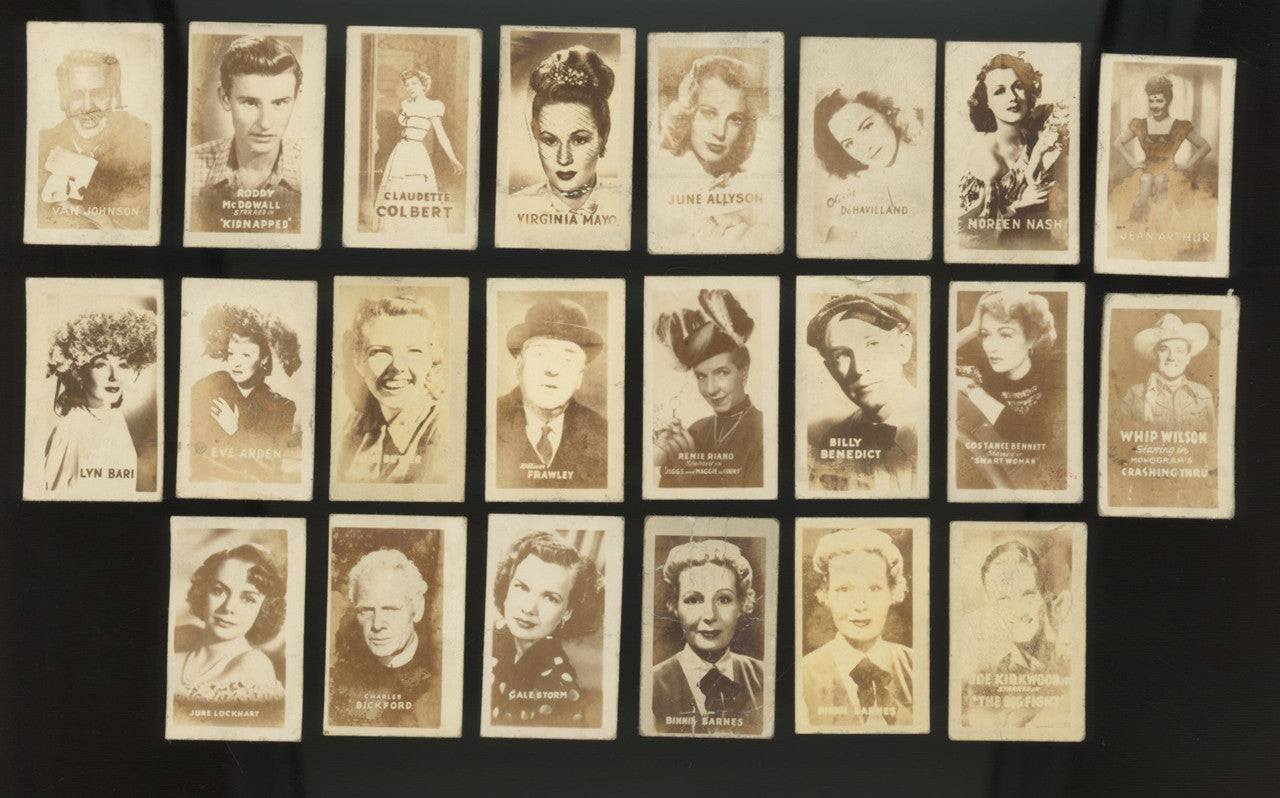 1948 Topps Magic Movie Stars Lot of 22 Low Grade