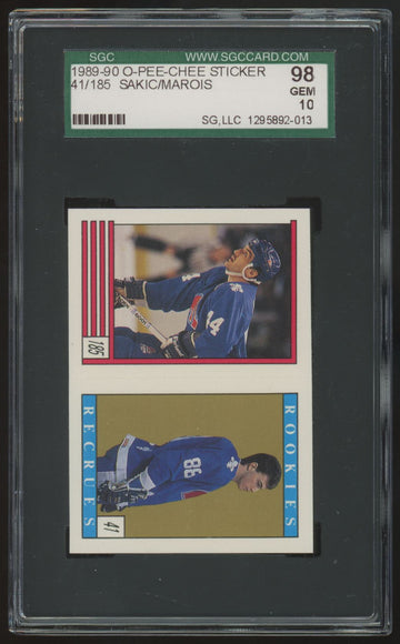 1989-90 O-Pee-Chee Sticker Joe Sakic/Daniel Marois RC #41-185 SGC 10