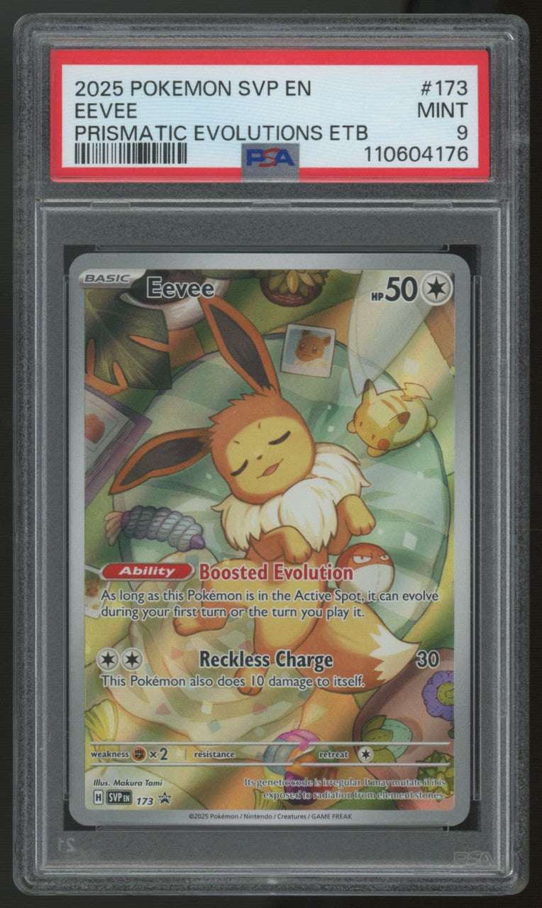 2025 Pokemon Eevee Prismatic Evolutions ETB Promo #173 PSA 9 (B)