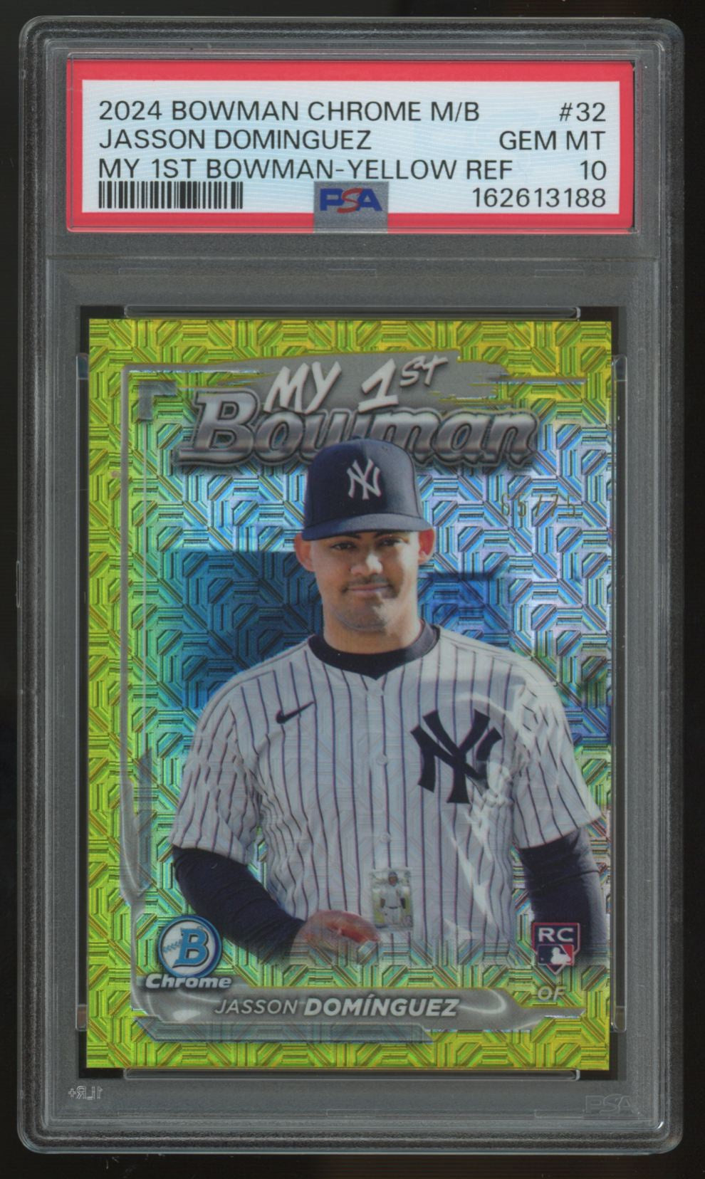 2024 Bowman Chrome Mega Jasson Dominguez RC My 1st Yellow Refractor /75 PSA 10