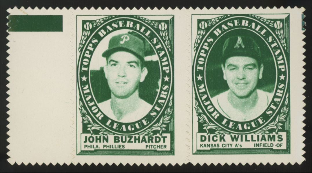 1961 Topps John Buzhardt / Dick Williams Stamp Panel EX/MT "A"