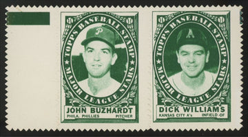1961 Topps John Buzhardt / Dick Williams Stamp Panel EX/MT "A"