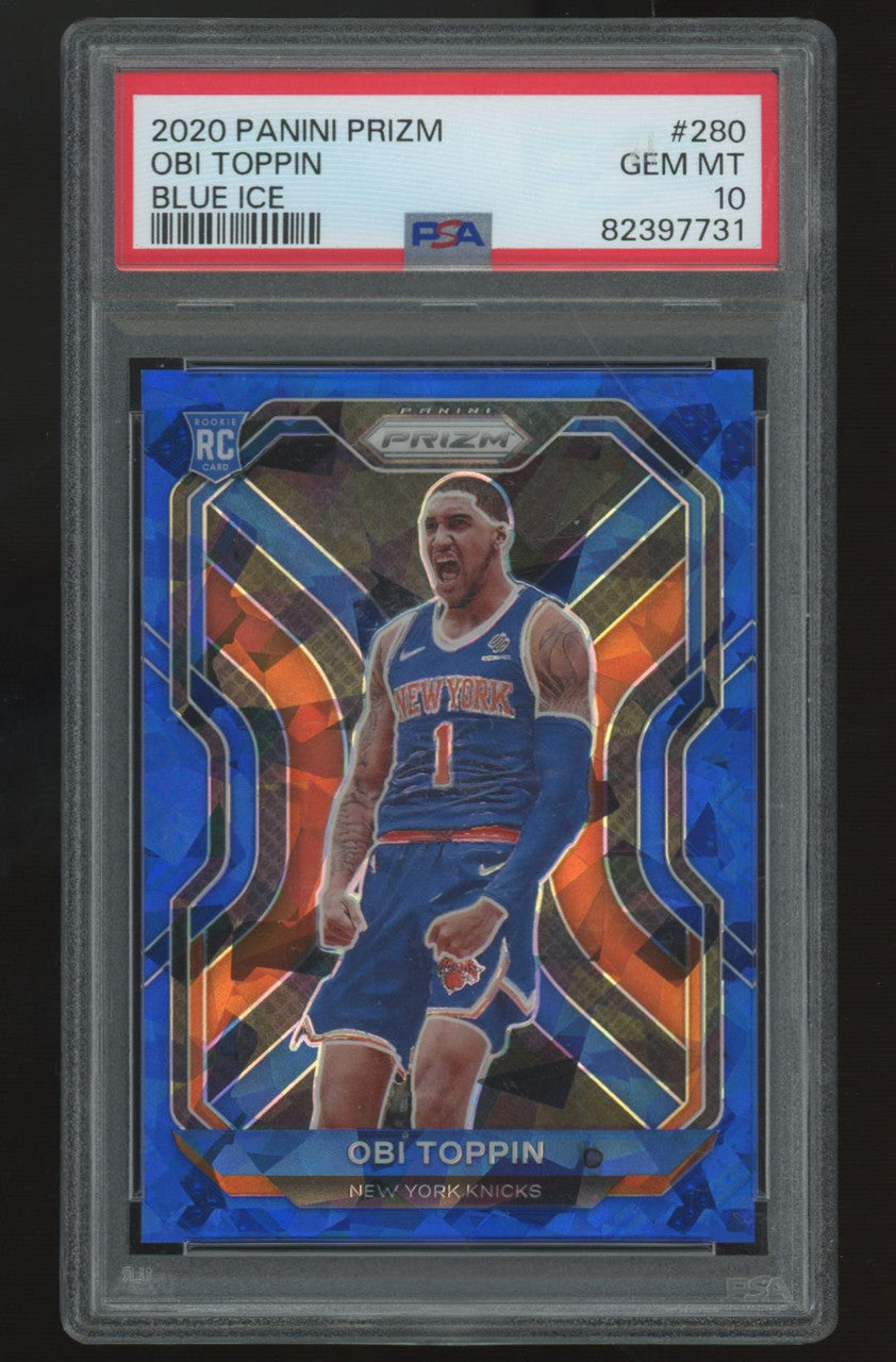 2020-21 Panini Prizm Obi Toppin RC Blue Ice /125 #280 PSA 10