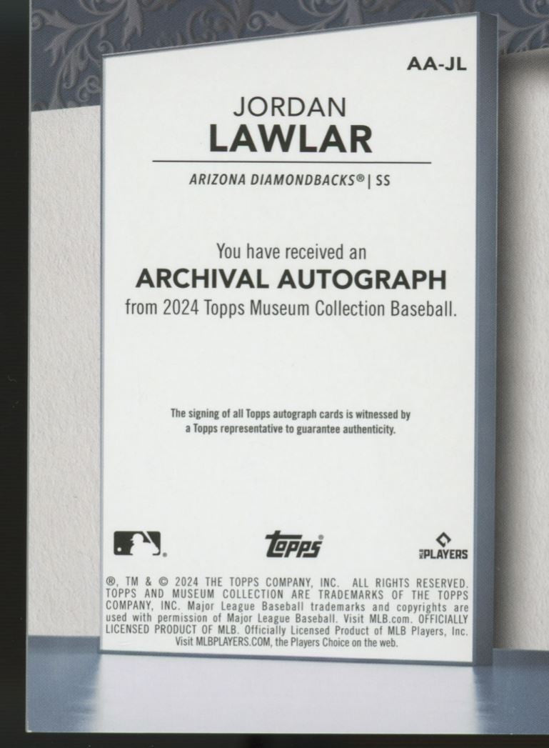 2024 Museum Collection Jordan Lawlar RC Auto Copper /50 #AA-JL