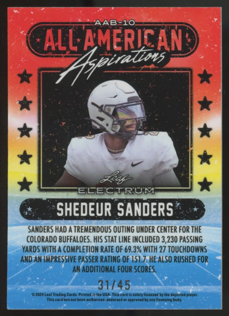 2024 Leaf Electrum Shedeur Sanders All American Aspirations /45 #AAB-10
