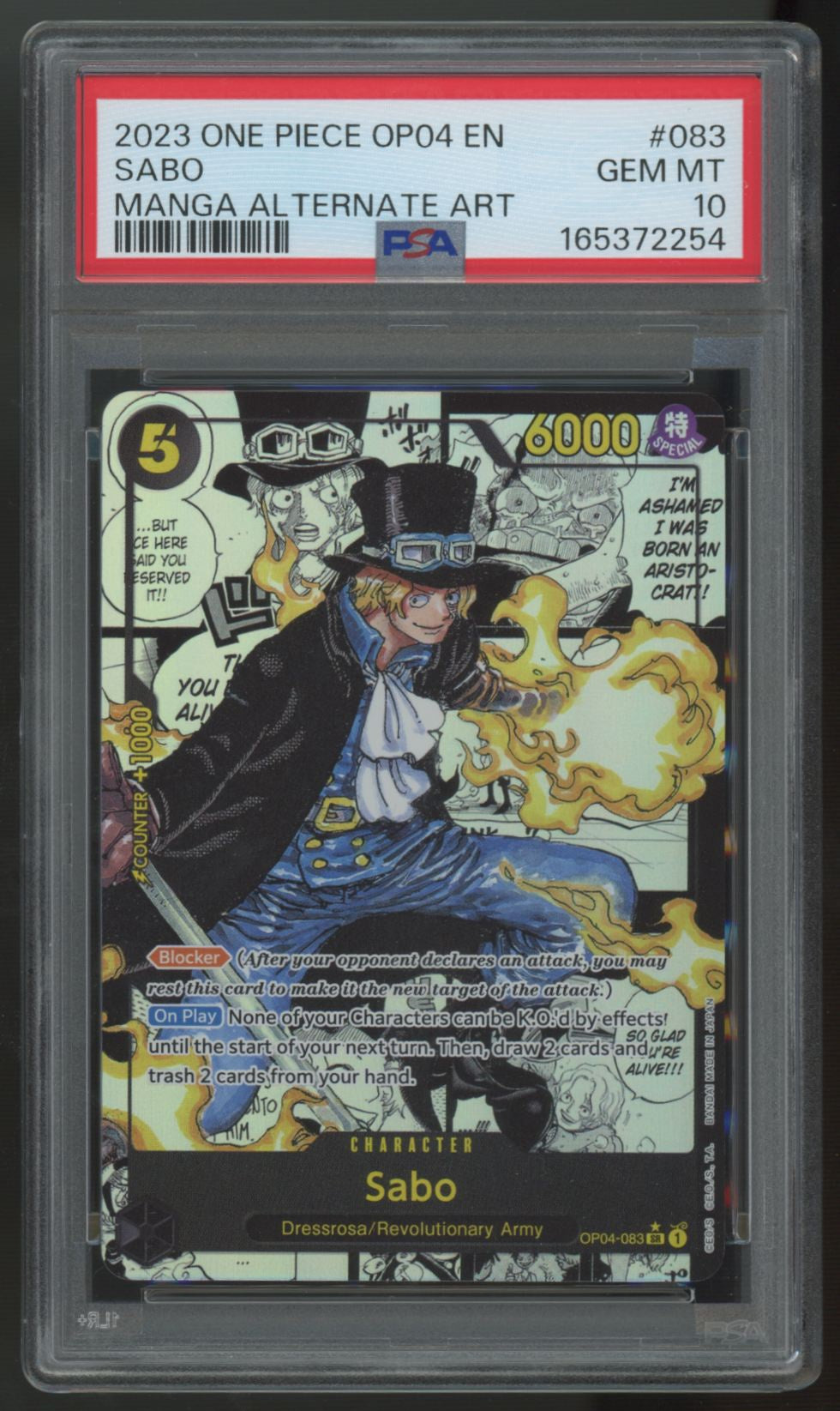 2023 One Piece Sabo OP04 Manga Alternate Art #83 PSA 10