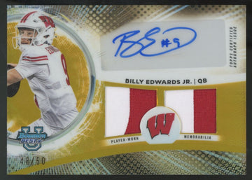 2025 Bowman Best U Billy Edwards Jr. Gold Prospect Dual Patch Auto /50 #DRA-BE