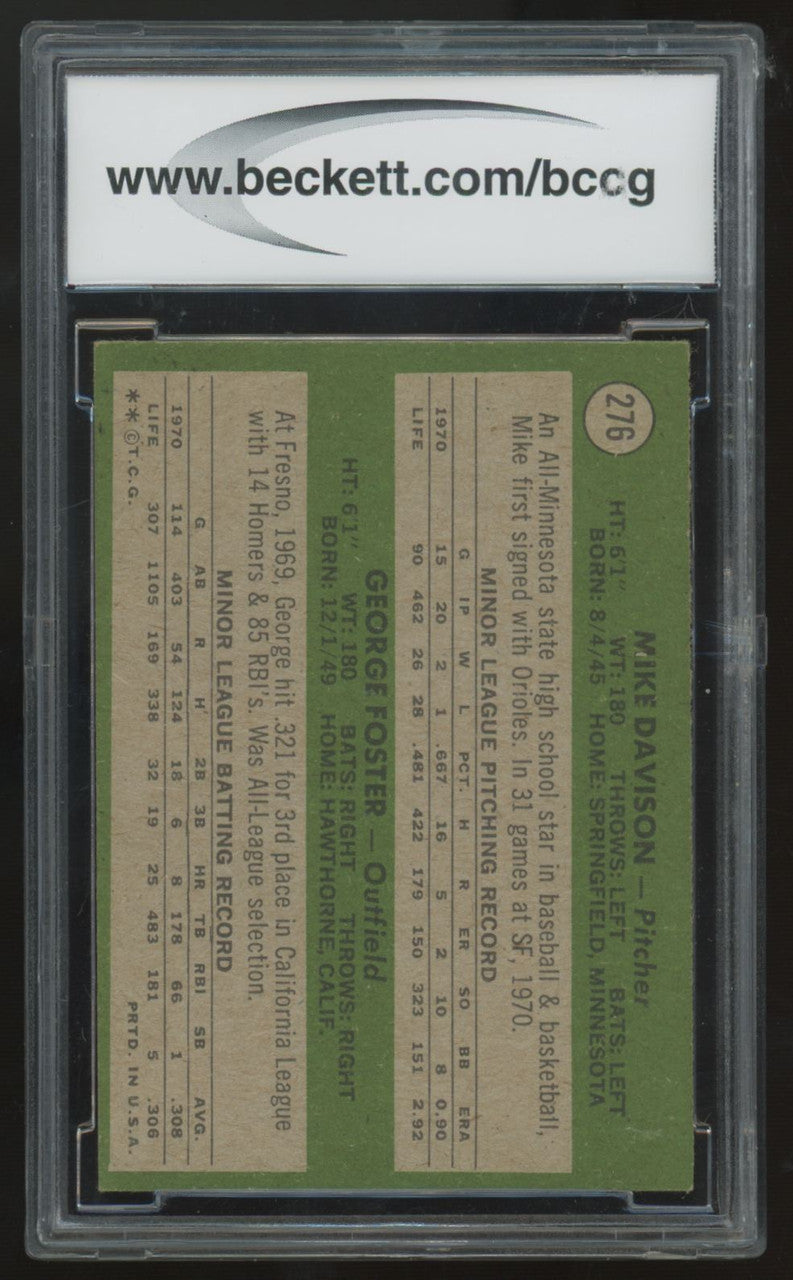 1971 Topps George Foster RC Rookie Stars #276 BCCG 8