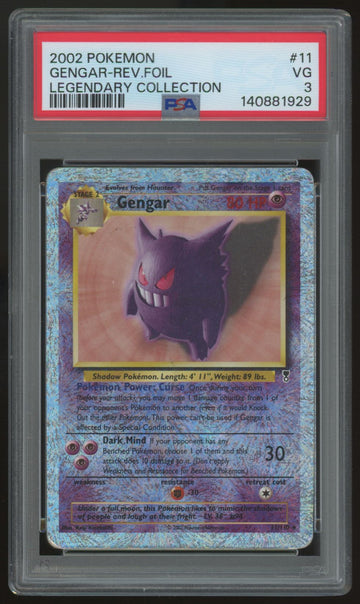 2002 Pokemon Gengar Legendary Collection Reverse Holo #11 PSA 3