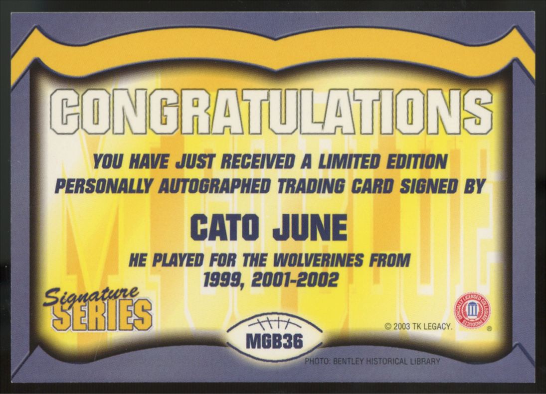 2003 TK Legacy Signature Series Cato June Auto #MGB36