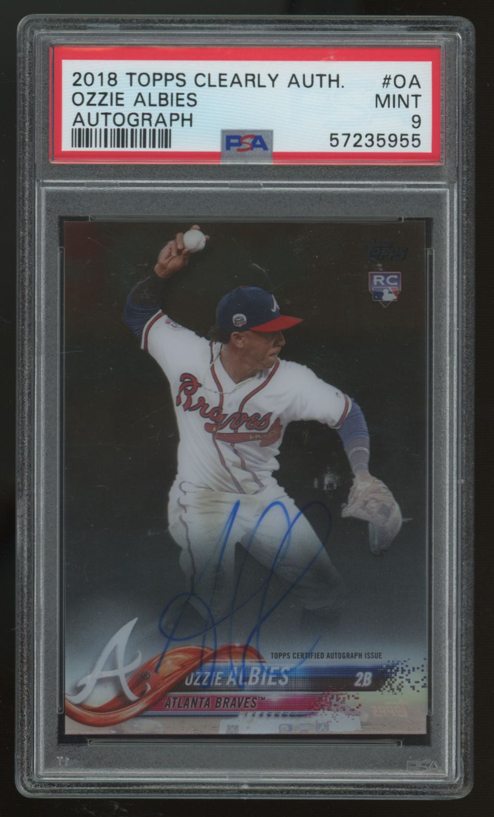 2018 Topps Clearly Authentic Ozzie Albies RC Auto #CAA-OA PSA 9