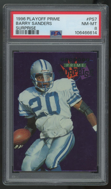 1996 Playoff Prime Barry Sanders Surprise #PS07 PSA 8