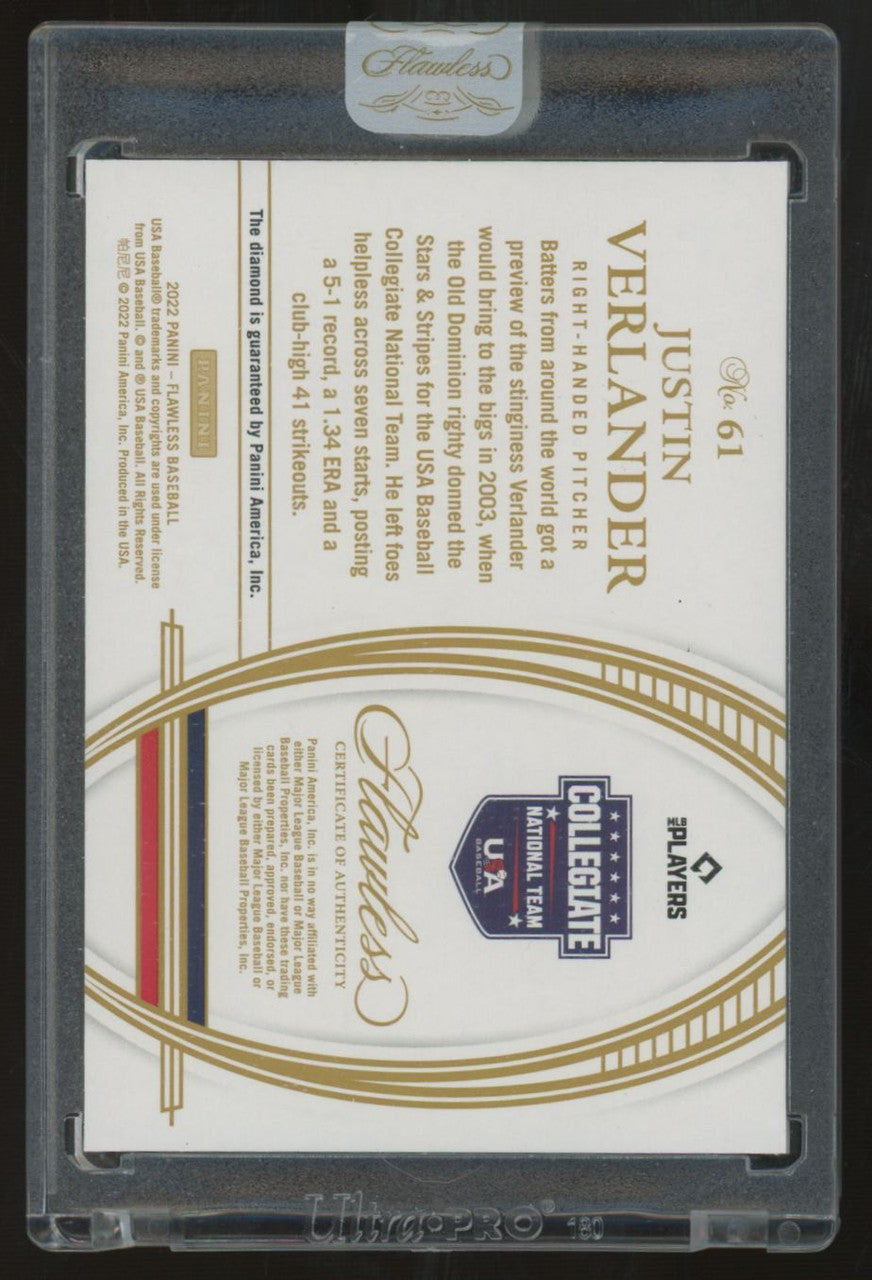 2022 Panini Flawless Justin Verlander Base Diamond /20 #61