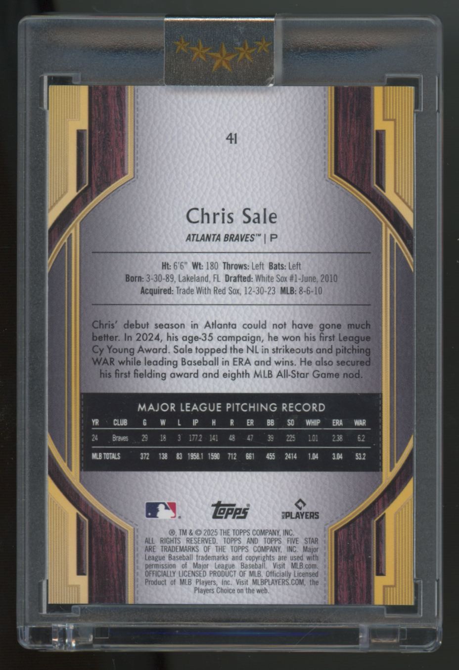 2025 Topps Five Star Chris Sale Emerald /15 #41