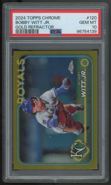 2024 Topps Chrome Bobby Witt Jr. Gold Refractor /50 #120 PSA 10