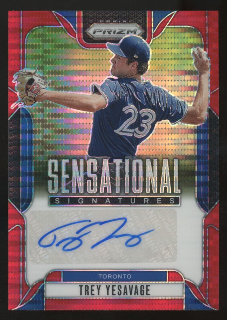 2025 Panini Prizm Trey Yesavage Red Pulsar Sensational Auto /99 #SS-TY