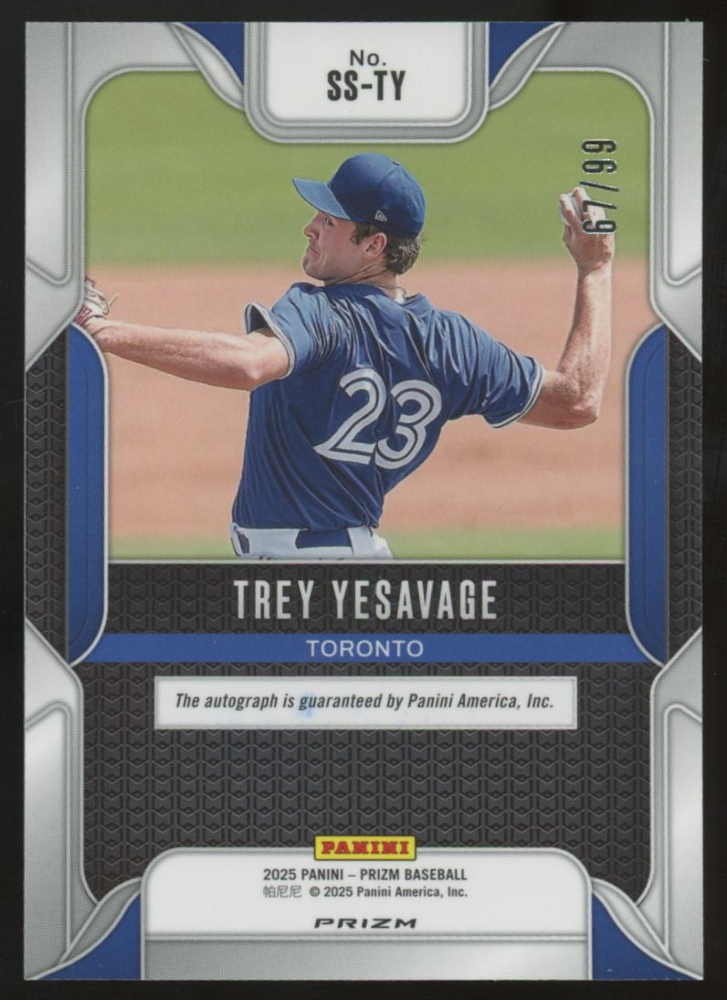 2025 Panini Prizm Trey Yesavage Red Pulsar Sensational Auto /99 #SS-TY