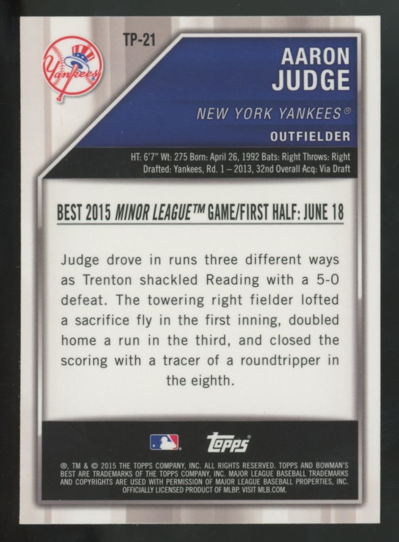 2015 Bowman's Best Aaron Judge Top Prospect Refractor #TP-21