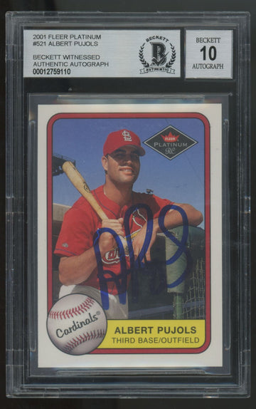 2001 Fleer Platinum Albert Pujols RC Signed Auto #521 BGS Authentic 10