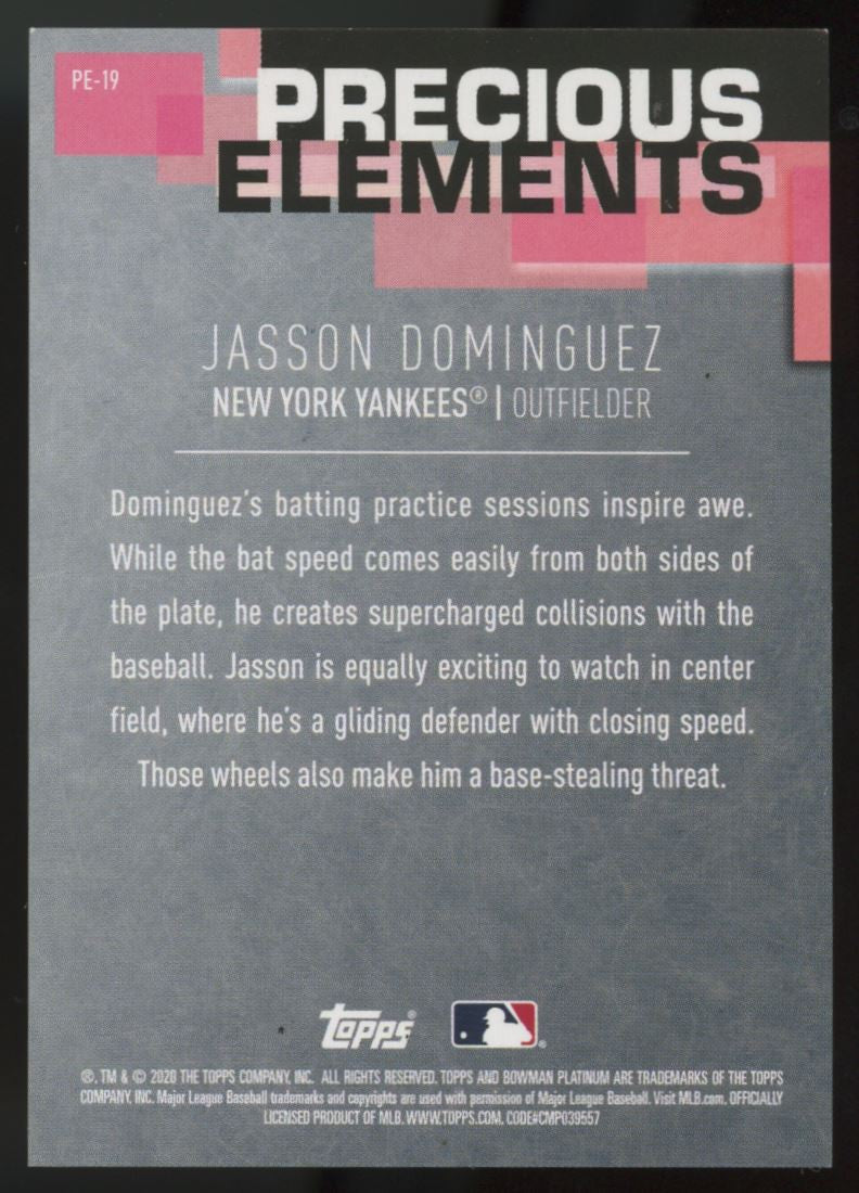 2020 Bowman Platinum Jasson Dominguez Precious Elements /99 #PE-19