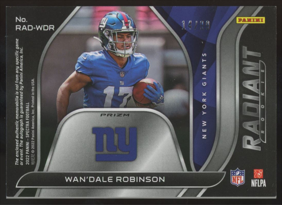 2022 Spectra Wan'Dale Robinson Radiant RC Patch Auto /99