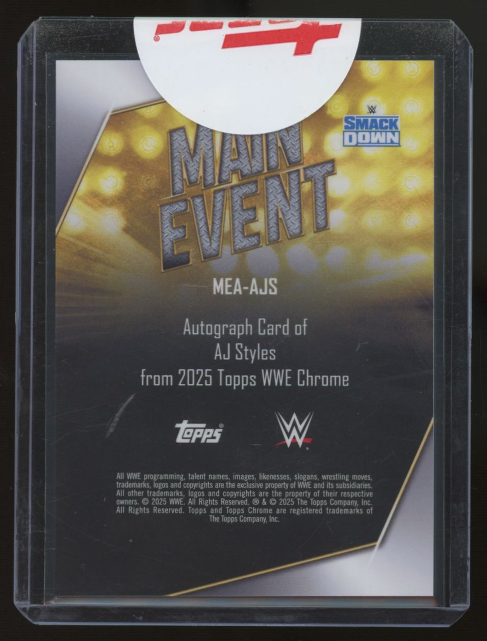 2025 Topps Chrome WWE AJ Styles Main Event Auto #MEA-AJS