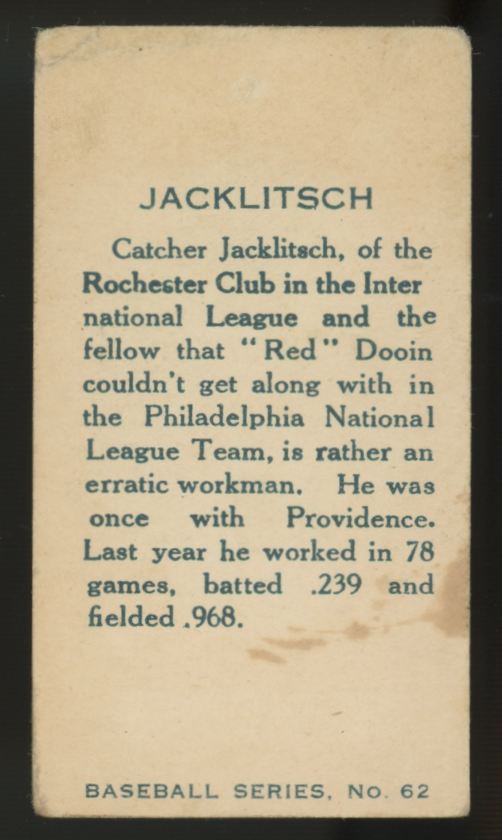 1912 C46 Imperial Fred Jacklitsch #62 Good