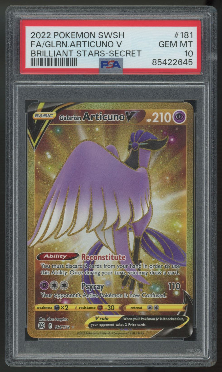 2022 Pokemon Galarian Articuno V Brilliant Stars Secret #181 PSA 10