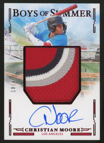 2025 Panini Boys of Summer Christian Moore Patch Auto Red /49 #JMS-CM