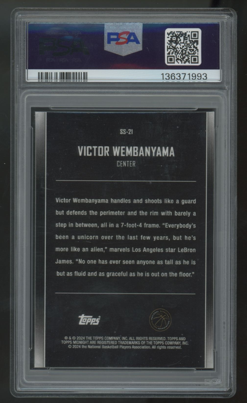 2023-24 Topps Midnight Victor Wembanyama RC Dusk Star Studded /75 #SS-21 PSA 8