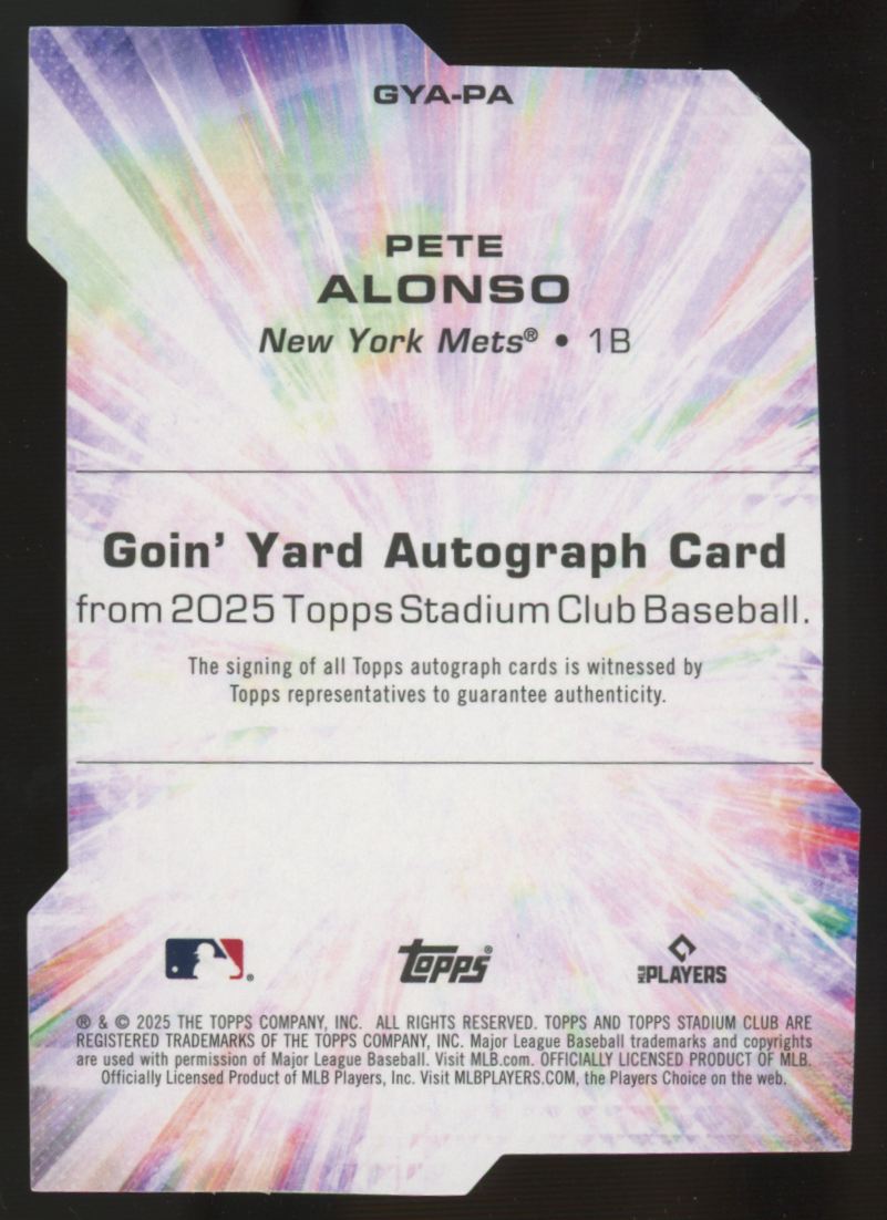 2025 Topps Stadium Club Pete Alonso Goin' Yard Die-Cut Auto #GYA-PA