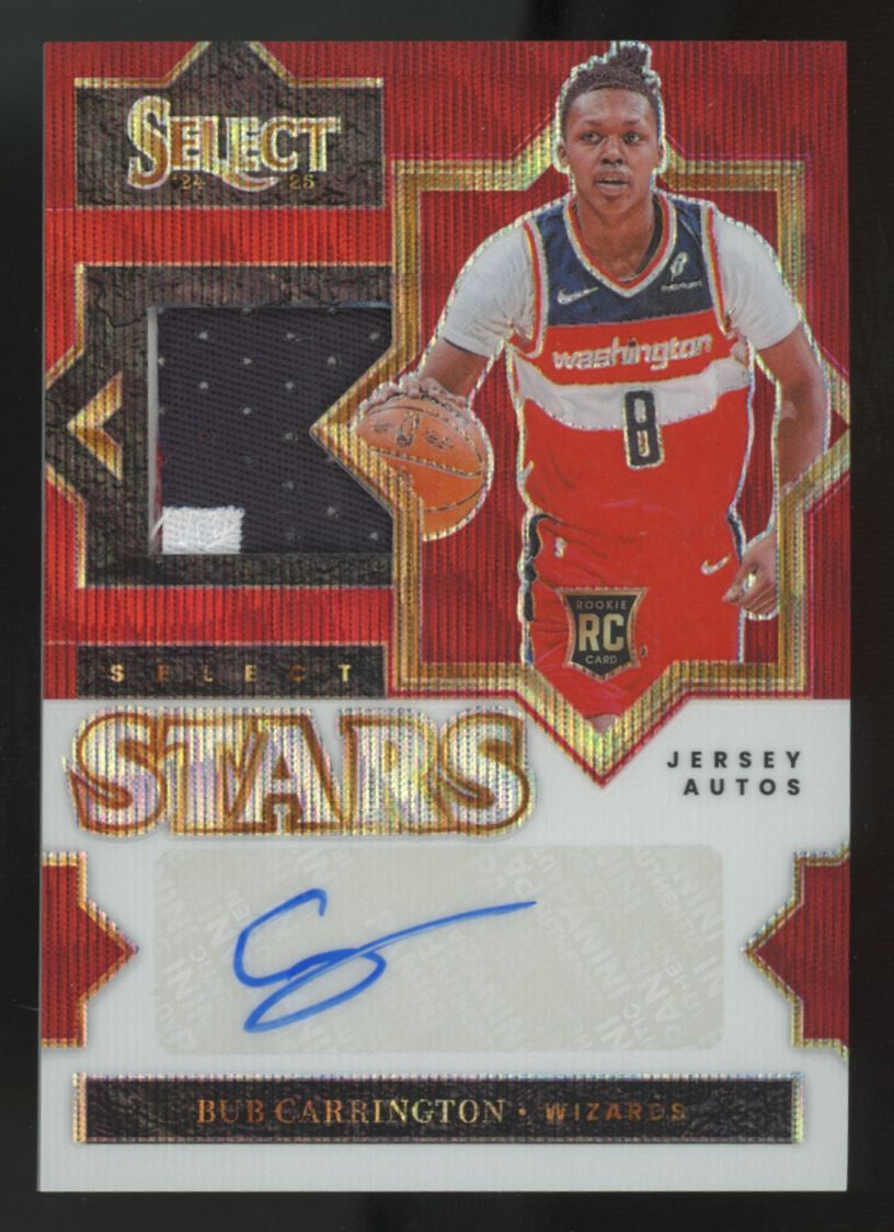 2024-25 Panini Select Bub Carrington RC Stars Patch Auto RPA /30 #SSJ-BUB