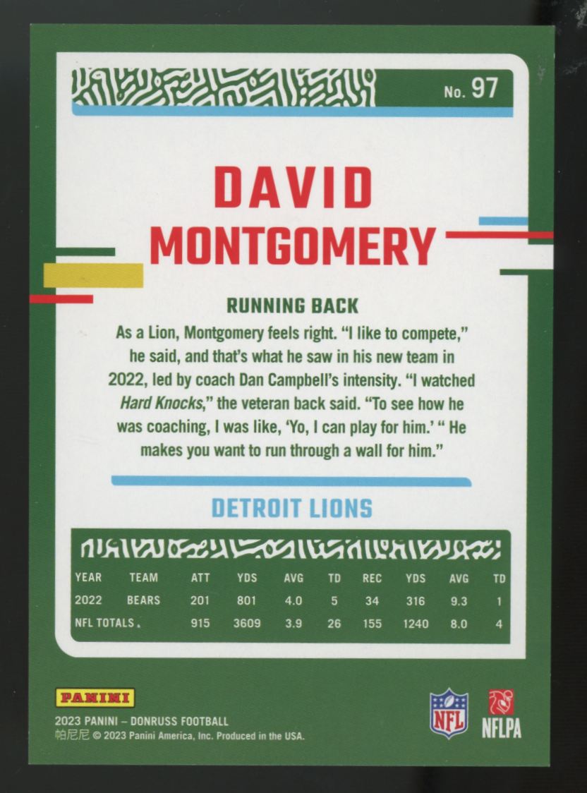 2023 Panini Donruss David Montgomery Jersey Number /5 #97