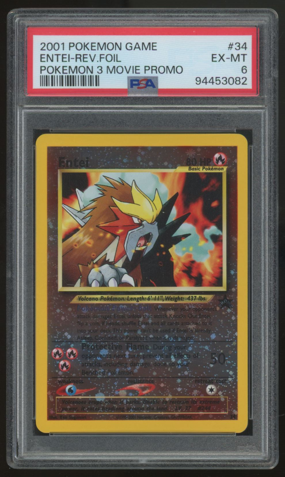 2001 Pokemon Entei Movie Promo Holo #34 PSA 6