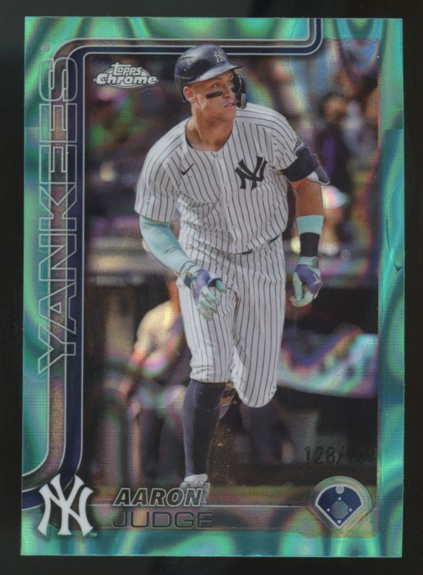 2025 Topps Chrome Aaron Judge Aqua Raywave /199 #99