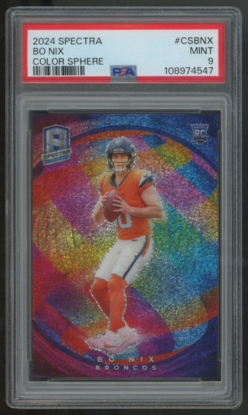2024 Panini Spectra Bo Nix RC Color Sphere SSP #CS-BNX PSA 9