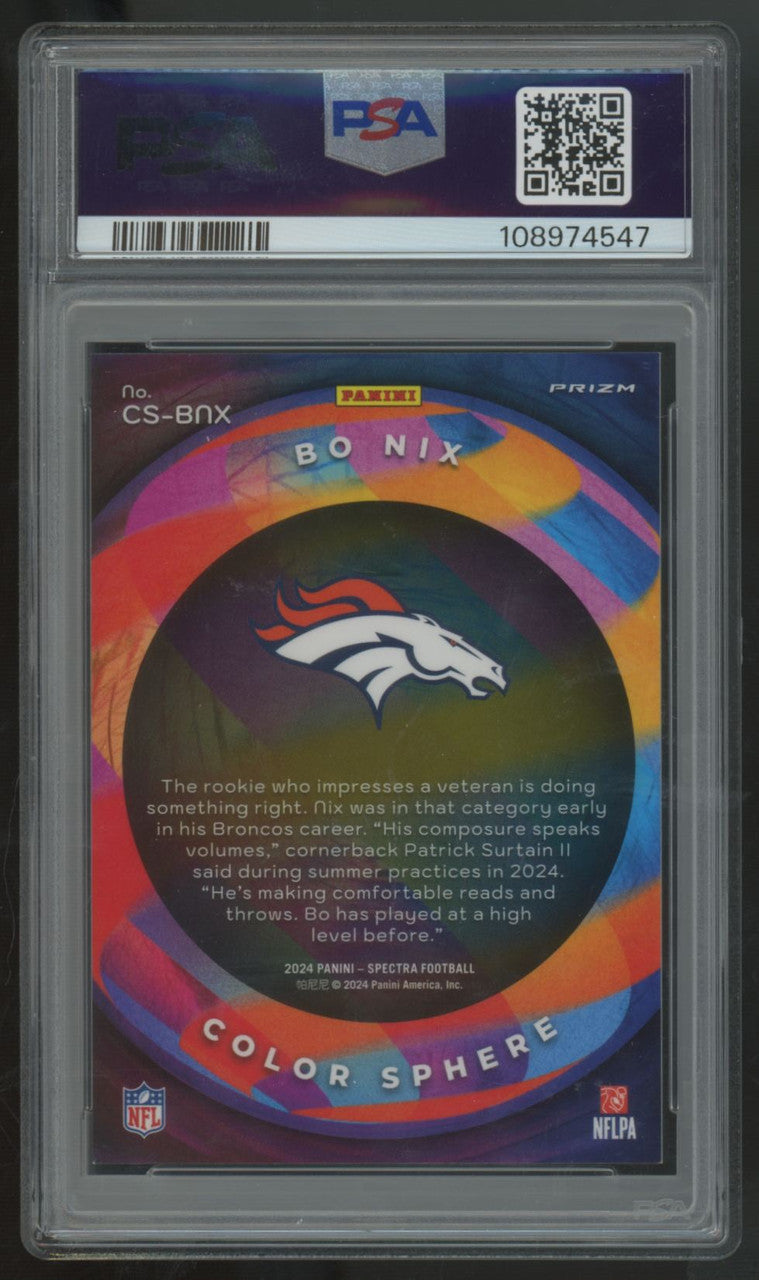 2024 Panini Spectra Bo Nix RC Color Sphere SSP #CS-BNX PSA 9