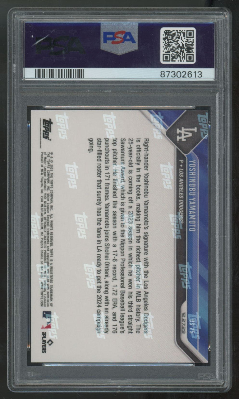 2023 Topps Now Yoshinobu Yamamoto Offseason International Signing #OS-25 PSA 10