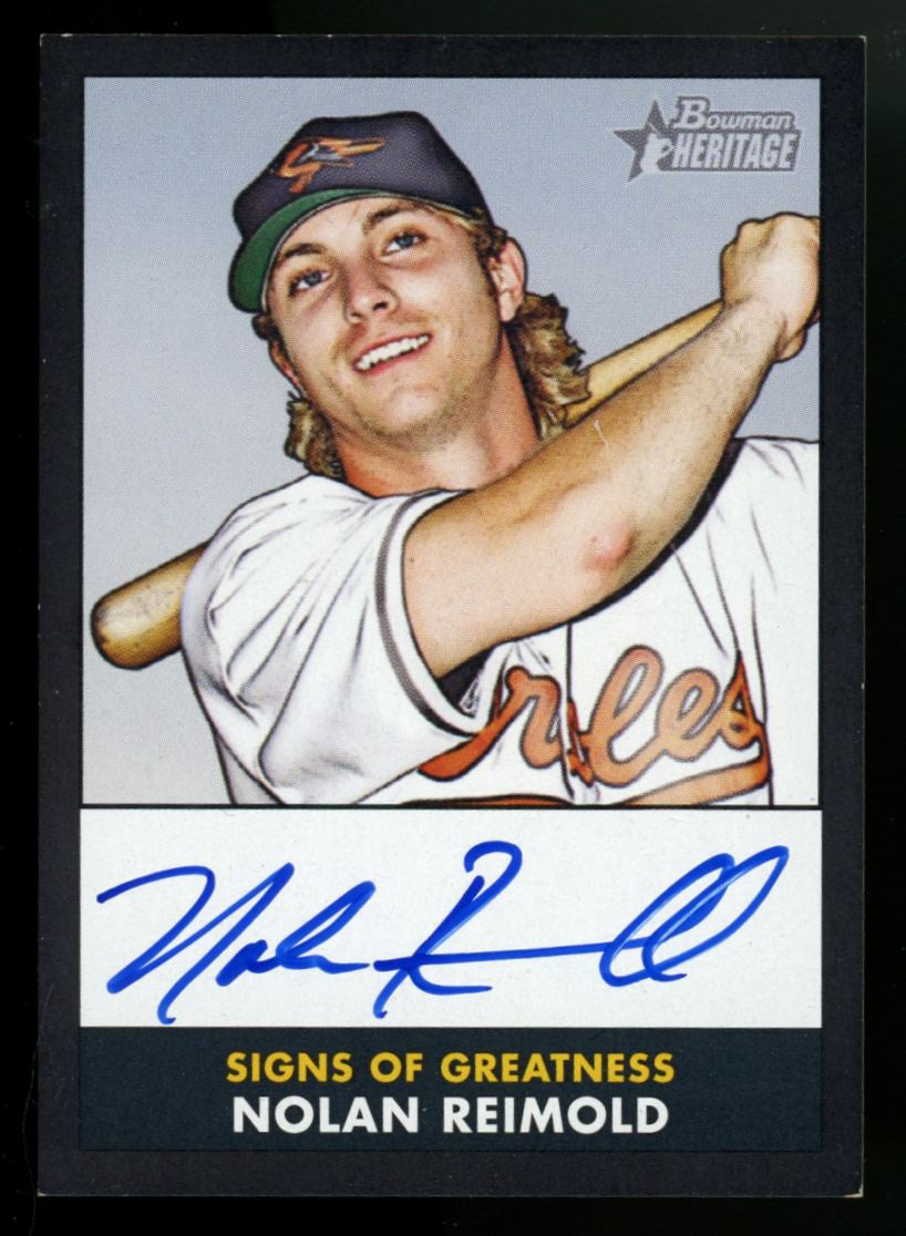 2007 Bowman Heritage Nolan Reimold Black Signs Of Greatness Auto /52 #SG-NR