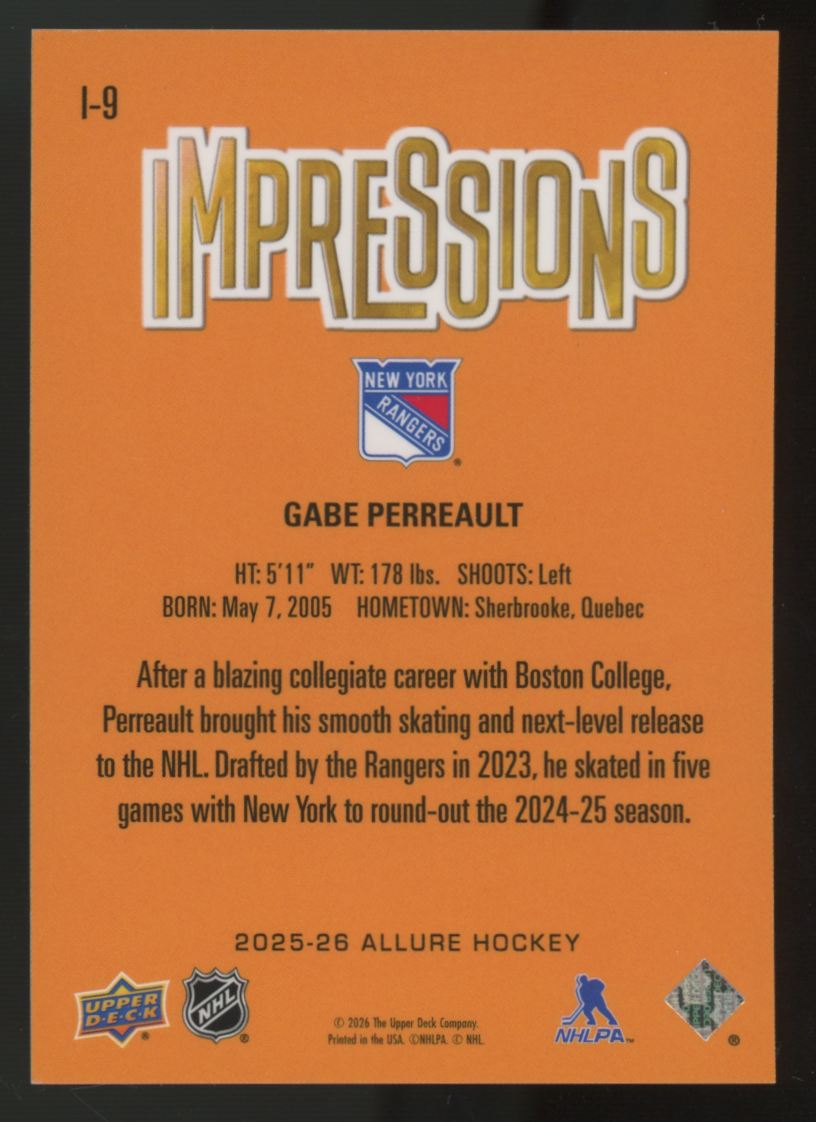 2025-26 Upper Deck Allure Gabe Perreault Impressions SSP #I-9