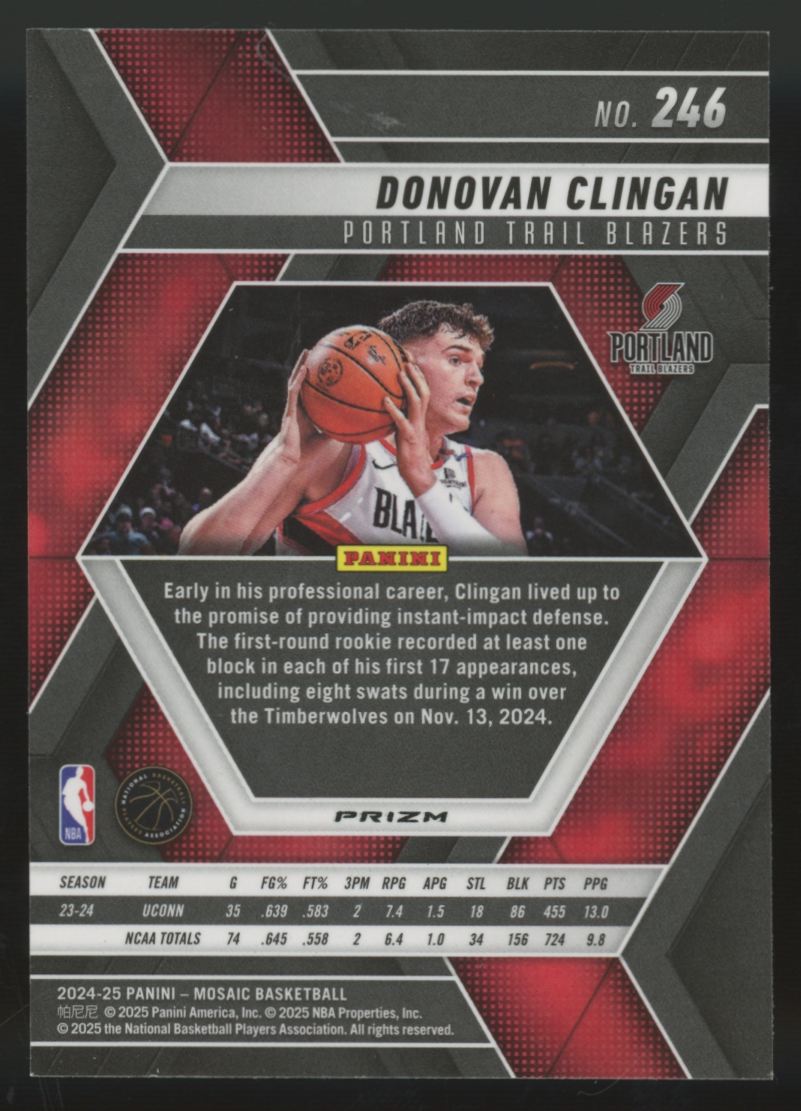 2024-25 Panini Mosaic Donovan Clingan RC Genesis SSP #246