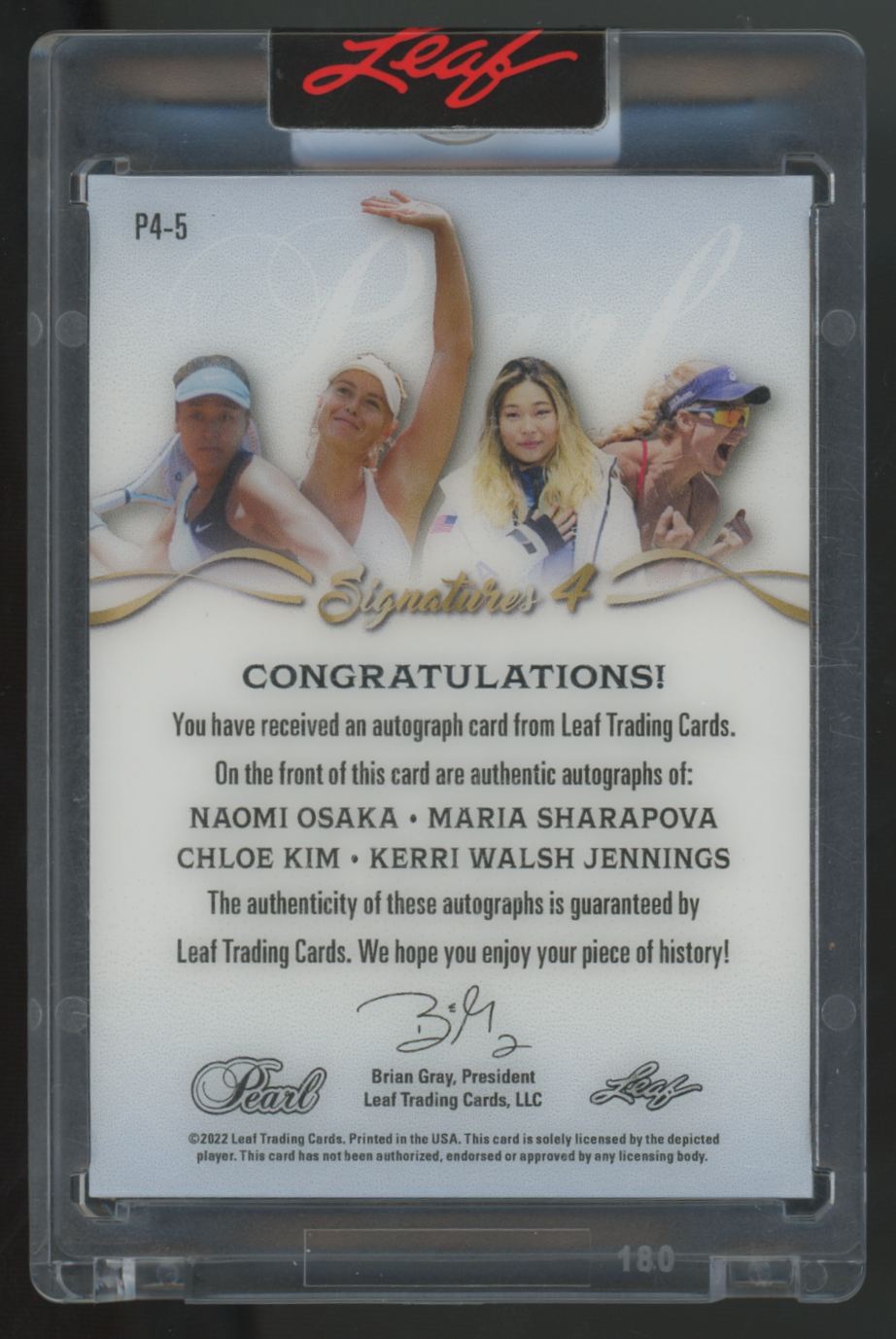 2022 Leaf Pearl Osaka/Sharapova/Kim/Jennings Quad Auto /3 #P4-5