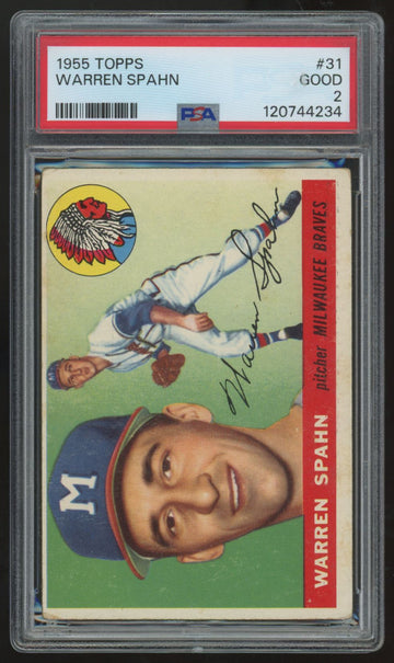 1955 Topps Warren Spahn #31 PSA 2