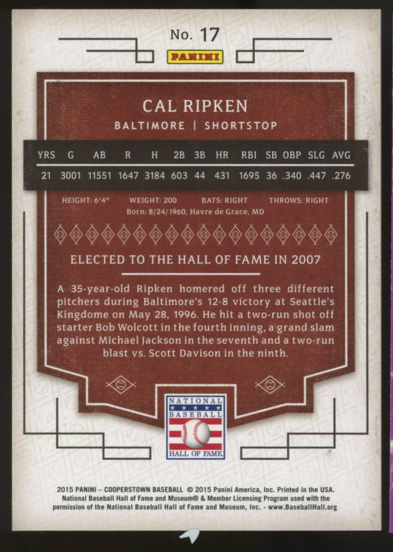 2015 Panini Cooperstown Cal Ripken Jr. Blue /25 #17
