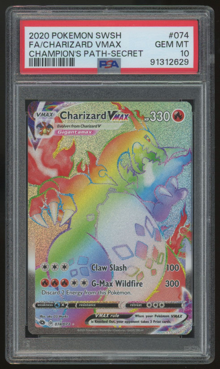 2020 Pokemon Charizard VMAX Champion's Path Secret #074 PSA 10