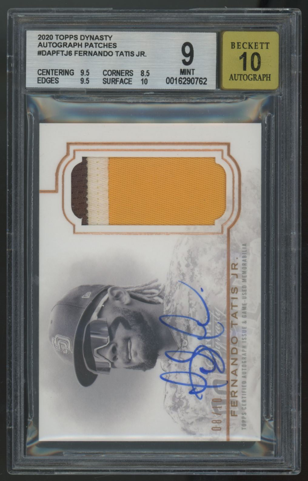 2020 Topps Dynasty Fernando Tatis Jr. Patch Auto /10 #DAP-FTJ6 BGS 9 10