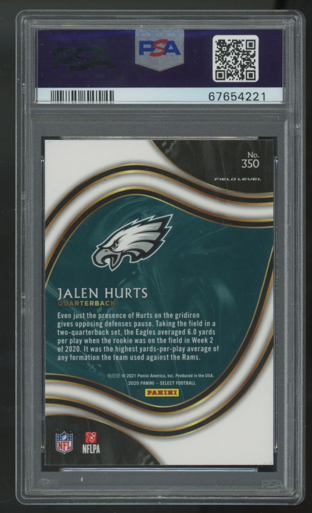 2020 Panini Select Jalen Hurts RC #350 PSA 9